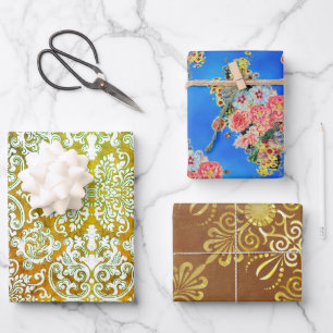 Holzfloral-Sampler Geschenkpapier Set