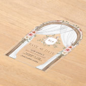 Holzflorale Monogram-Hochzeit speichert das Datum Acryleinladungen (Ablage )