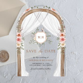 Holzflorale Monogram-Hochzeit speichert das Datum Acryleinladungen
