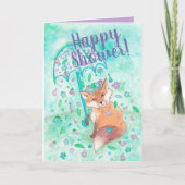 Holzfuchs und Blume Happy Shower Card Karte (Vorderseite)