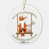 Holzfuchs und Sonnenschwung Keramik Ornament (Links)