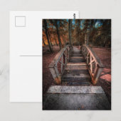 Holzfußgängerbrücke mit Waldweg Postkarte (Vorne/Hinten)