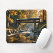 Holzgedeckte Brücke im Herbst Mousepad (Mit Mouse)