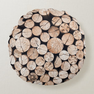 Holzgelände Rundes Kissen