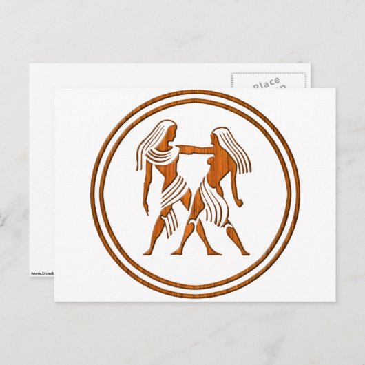 Holzgemini Zodiac Twins Astrologie Zeichen Postkarte (Vorne/Hinten)