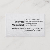 Holzgeschirr, gefaltetes Papier, Freelance Writer Visitenkarte (Rückseite)