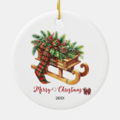 Holzgeschosse, grün und rot Kariert Keramik Ornament (Hinten)