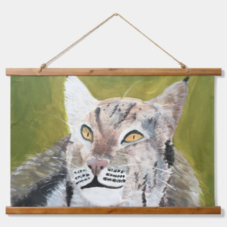 Holzgetäfelter Wandteppich mit einer Luchs-Katze Holzrahmen