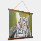 Holzgetäfelter Wandteppich mit einer Luchs-Katze Holzrahmen (Gewinkelt)