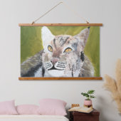Holzgetäfelter Wandteppich mit einer Luchs-Katze Holzrahmen (Schlafzimmer)