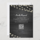 Holzgetexturierte Schwarz-weiße QR-Code muslimisch Einladung (Rückseite)