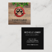 Holzgewebe / Weinglas | Reben Quadratische Visitenkarte (Vorne/Hinten)