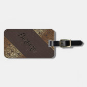 Holzgrau aussehen Golden Floral Wirbel 2 Gepäckanhänger (Vorderseite horizontal)