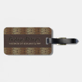 Holzgrau aussehen Golden Floral Wirbel 2 Gepäckanhänger (Rückseite horizontal)