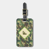 Holzgrüne Camouflage Custom Monogram V07 Gepäckanhänger (Vorderseite vertikal)
