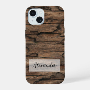 Holzhandkoffer mit Ridges und Unvollkommenheiten iPhone 15 Hülle