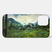 Holzhaus, Berglandschaft. Case-Mate iPhone Hülle (Rückseite (Horizontal))