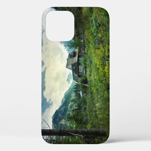 Holzhaus, Berglandschaft. Case-Mate iPhone Hülle (Rückseite)