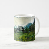Holzhaus, Berglandschaft. Kaffeetasse (VorderseiteRechts)