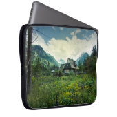 Holzhaus, Berglandschaft. Laptopschutzhülle (Vorne Rechts)