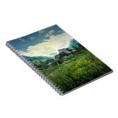 Holzhaus, Berglandschaft. Notizblock (Rechte Seite)