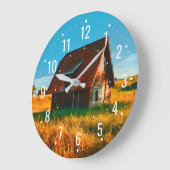 Holzhaus im Landstil - rustikal Große Wanduhr (Winkel)