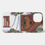 Holzhaus in einem schneebedeckten Wald pixelig iPhone Hülle (Rückseite (Horizontal))