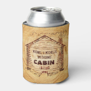 Holzhaus mit personalisiertem Namen Faux Holz Vint Dosenkühler