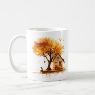 "Holzhaus von Herbst Baum: warme Landschaft" Kaffeetasse