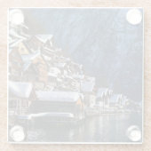 Holzhäuser am See in Hallstatt, Österreich Glasuntersetzer (Rückseite)