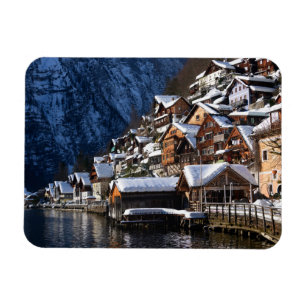Holzhäuser am See in Hallstatt, Österreich Magnet