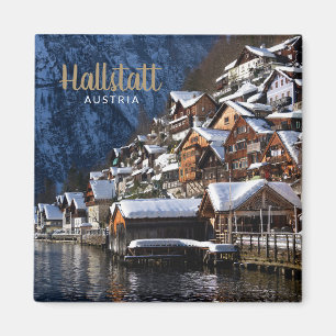 Holzhäuser am See in Hallstatt, Österreich Magnet