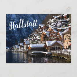 Holzhäuser am See in Hallstatt, Österreich Postkarte