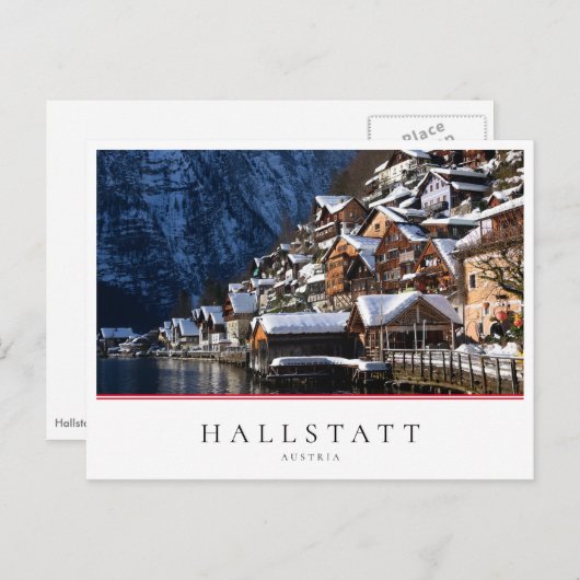Holzhäuser am See in Hallstatt, Österreich Postkarte (Vorne/Hinten)