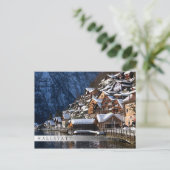 Holzhäuser am See in Hallstatt, Österreich Postkarte (Stehend Vorderseite)
