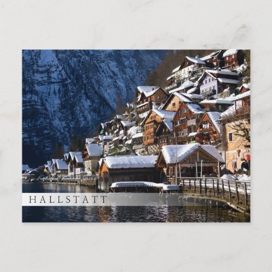 Holzhäuser am See in Hallstatt, Österreich Postkarte (Vorderseite)
