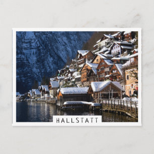 Holzhäuser am See in Hallstatt, Österreich Postkarte
