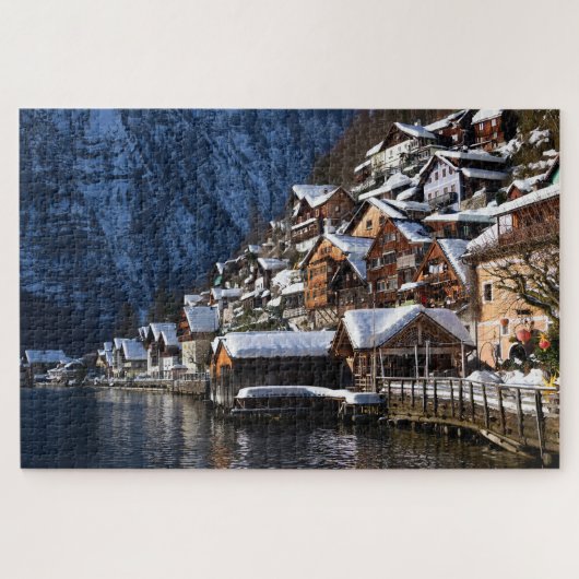 Holzhäuser am See in Hallstatt, Österreich Puzzle (Horizontal)