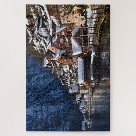 Holzhäuser am See in Hallstatt, Österreich Puzzle (Vertikal)