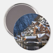 Holzhäuser am Seeufer in Hallstatt, Österreich Magnet (Vorderseite/Rückseite)