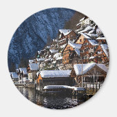 Holzhäuser am Seeufer in Hallstatt, Österreich Magnet (Vorne)