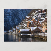 Holzhäuser am Seeufer in Hallstatt, Österreich Postkarte (Vorderseite)