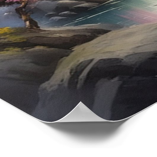 Holzhaven im Nebel Poster (Ecke)