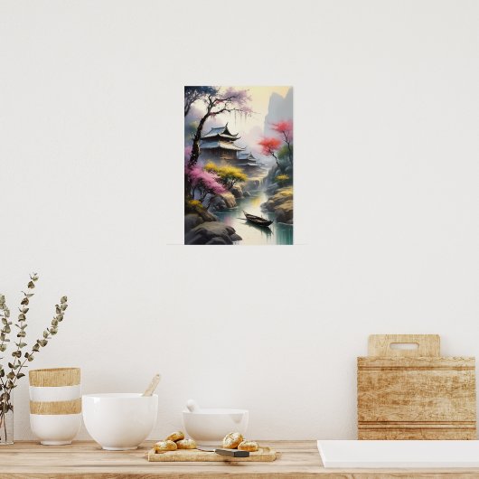 Holzhaven im Nebel Poster (Küche)