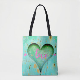 Holzherz mit Liebe Tasche