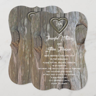 Holzherz-Pfosten-Hochzeitsempfang Einladung