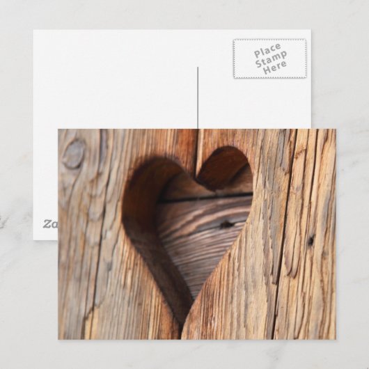 Holzherz Postkarte (Vorne/Hinten)