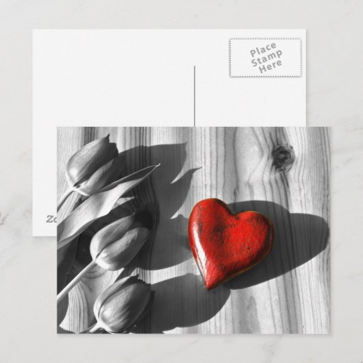 Holzherz Postkarte (Vorne/Hinten)