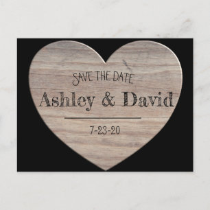 Holzherz Save the Date Postkarte