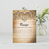 Holzherz-Schnitzereien rustikale Rezepturkarten (Stehend Vorderseite)
